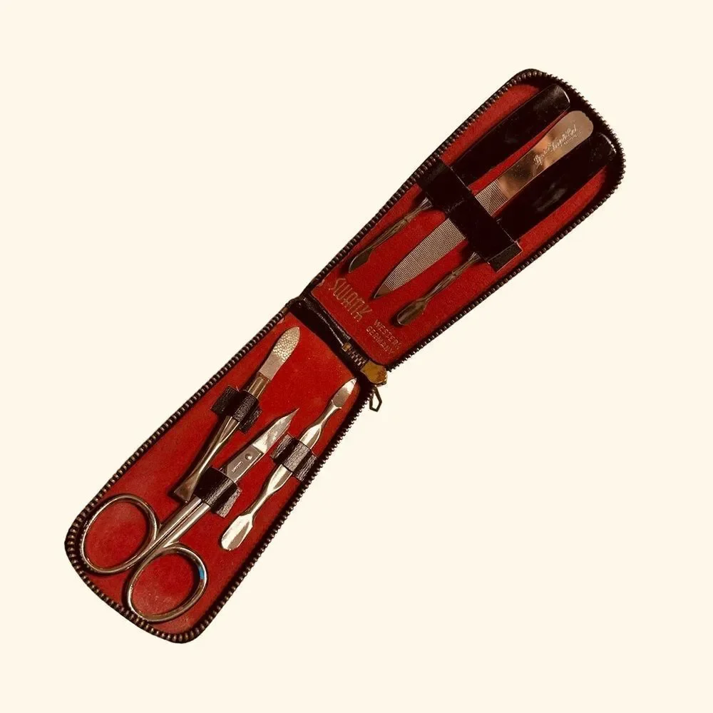 Vintage Swank Gentleman's Grooming Kit - Clothes Brush and Manicure set